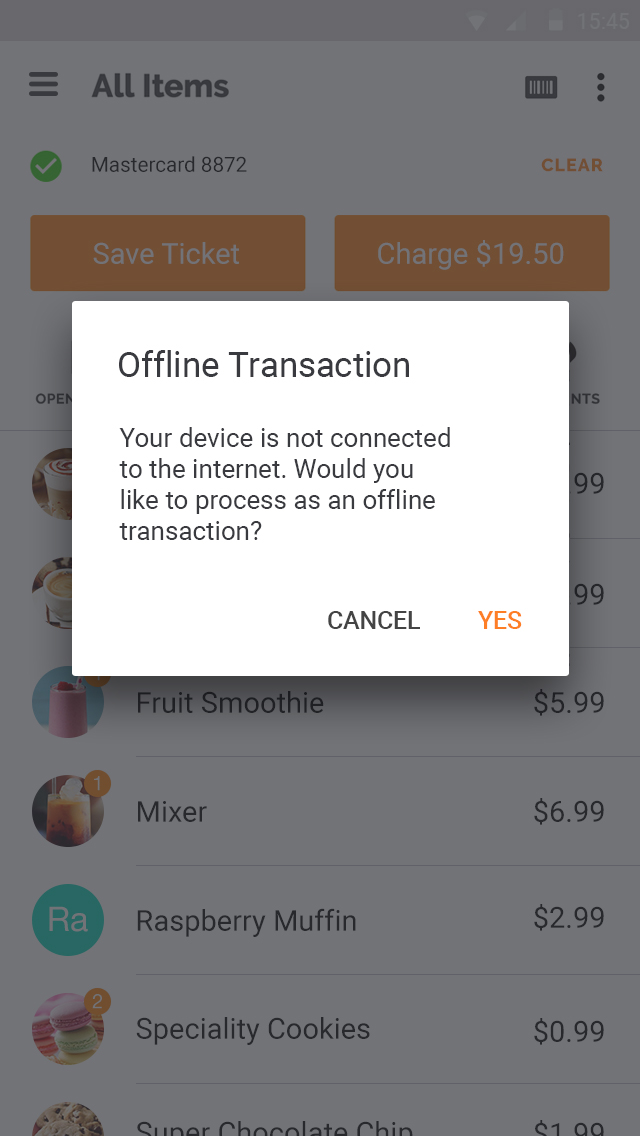 PayAnywhere Offline Transactions Alert